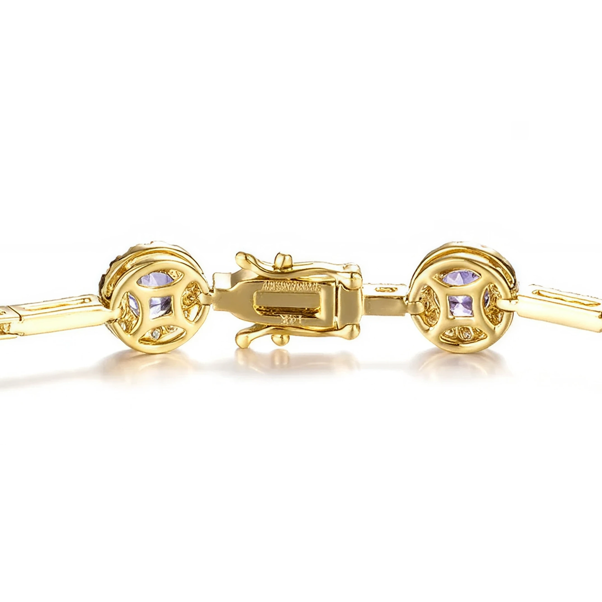 Shimansky 3.9 TCW Tanzanite Round Halo Dress Bracelet 14K White Gold Clasp View #Metal_Yellow Gold