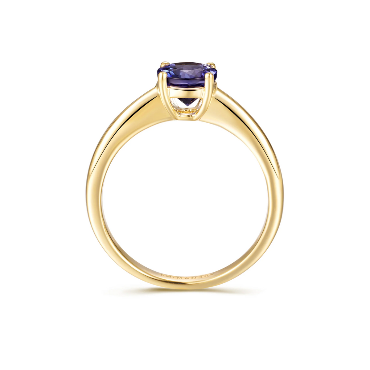 Shimansky 0.8ct Tanzanite Round Solitaire Ring in 14K Gold Side View