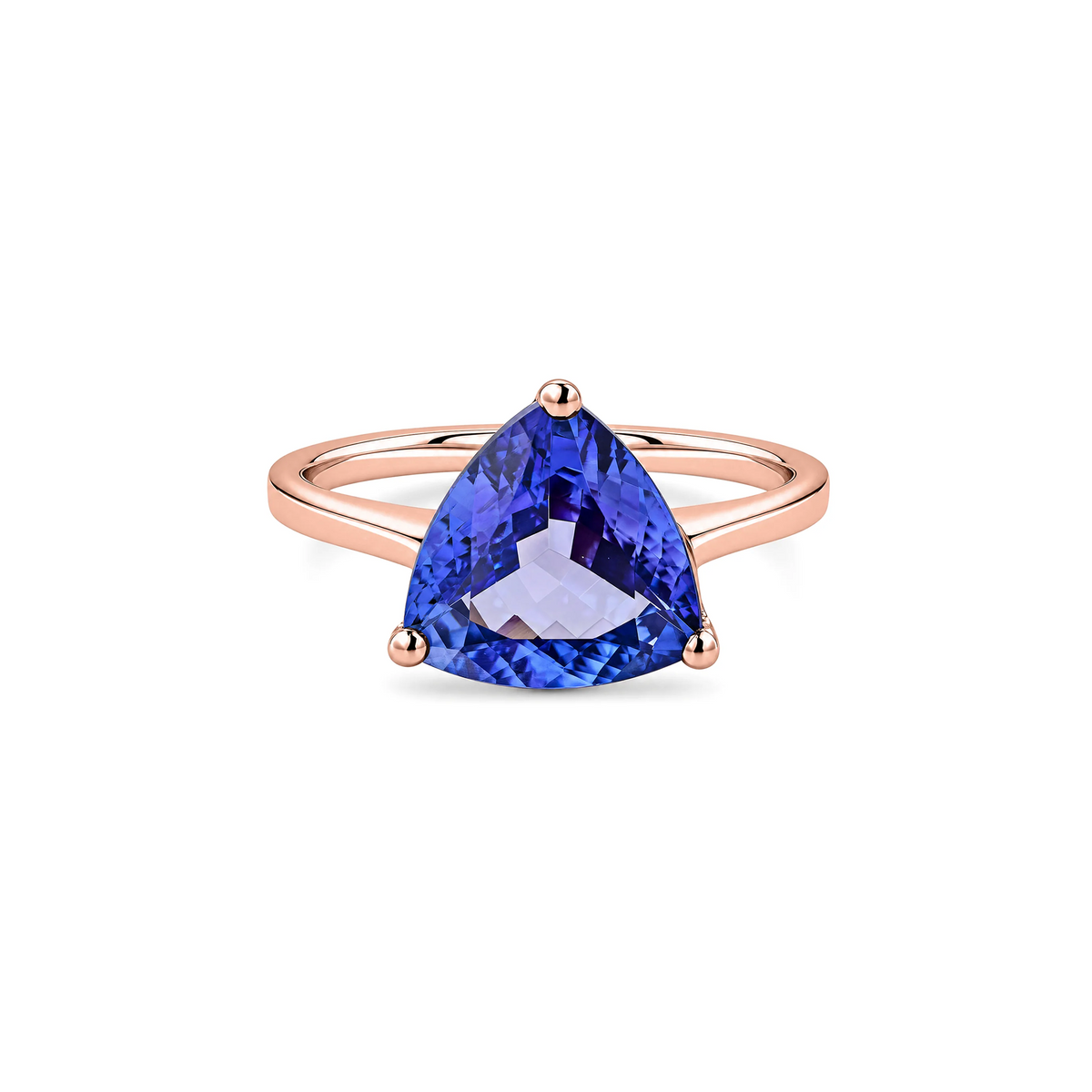 Shimansky 3ct Trilliant Tanzanite Solitaire Ring in 18K Rose Gold - Front View #Metal_Rose Gold