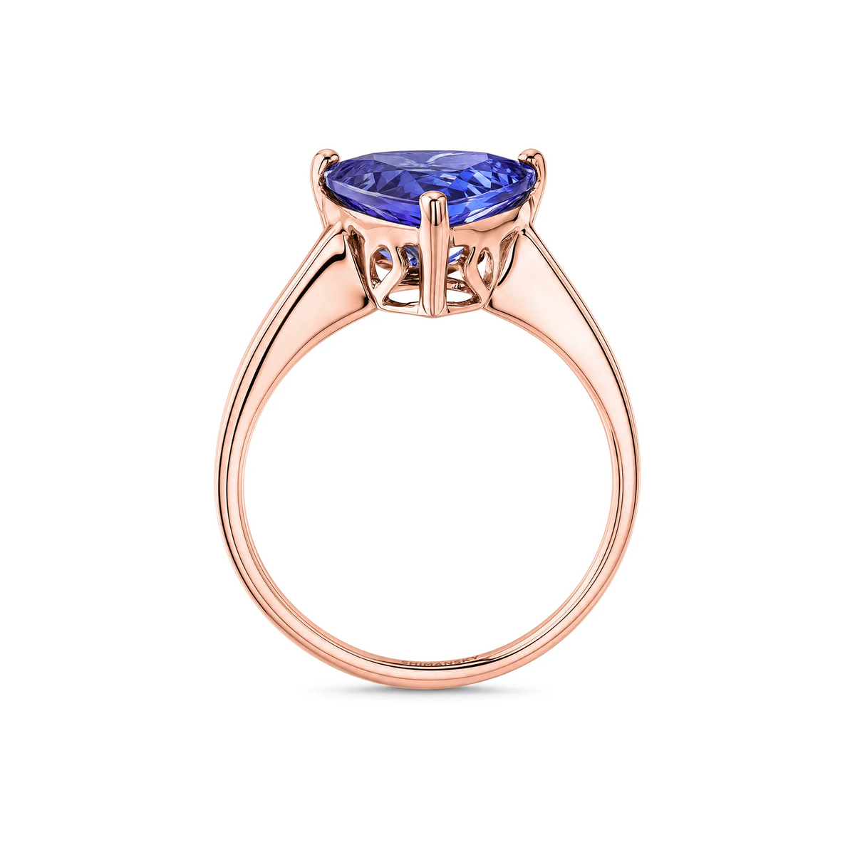 Shimansky 3ct Trilliant Tanzanite Solitaire Ring in 18K Rose Gold - Side View #Metal_Rose Gold