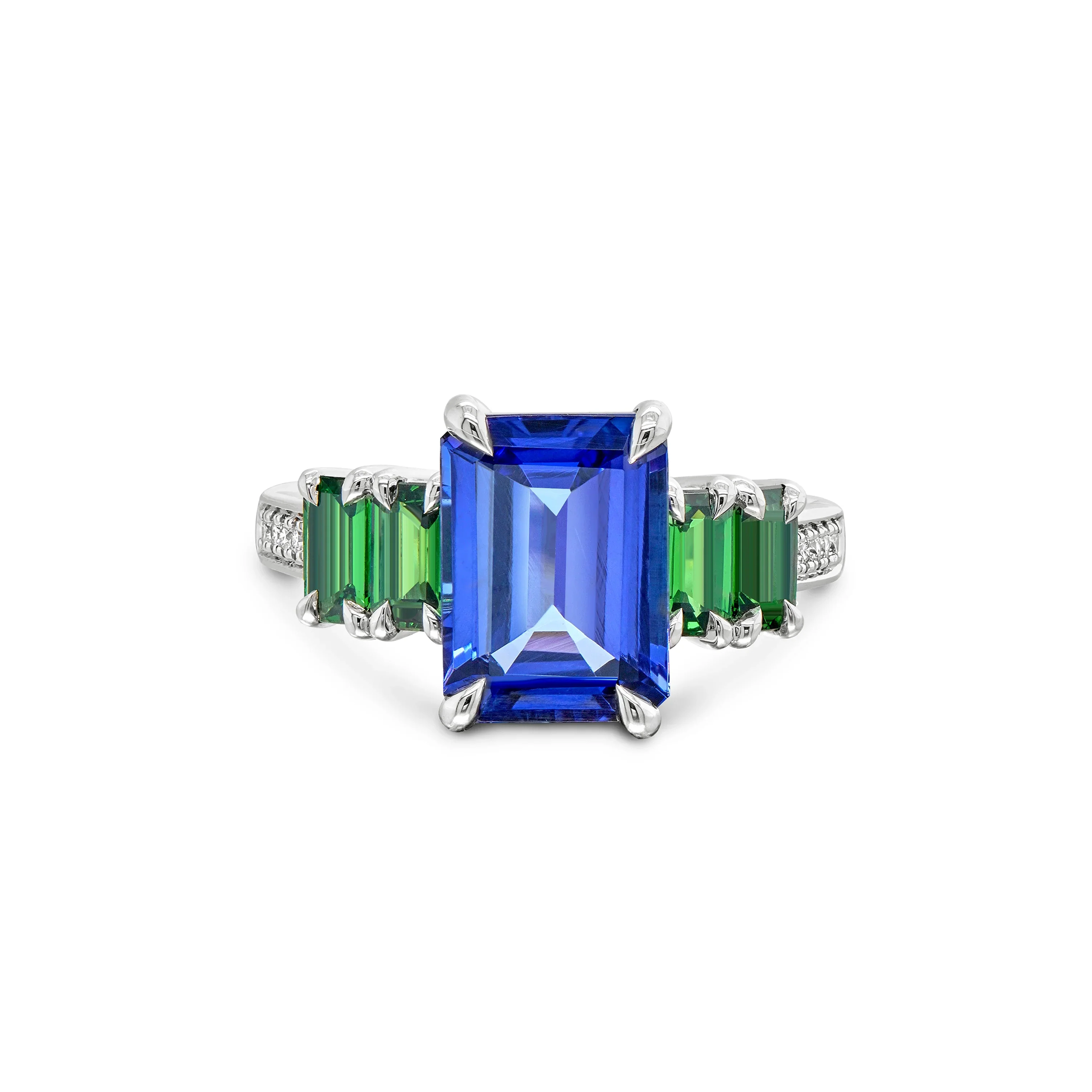 Shimansky 3.3ct Tanzanite & Tsavorite Dress Ring 14K White Gold Front View