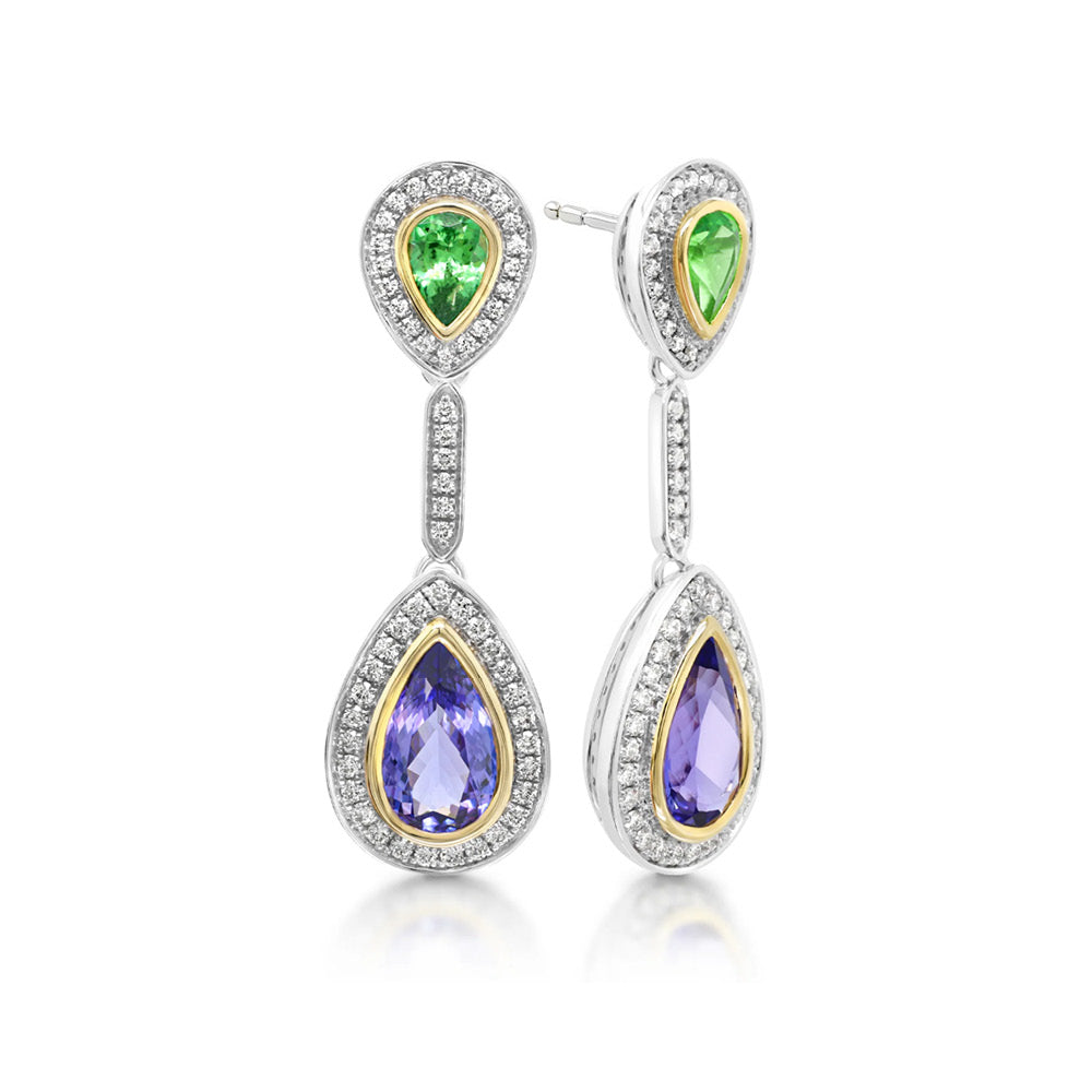Tanzanite and Tsavorite Dress Earrings