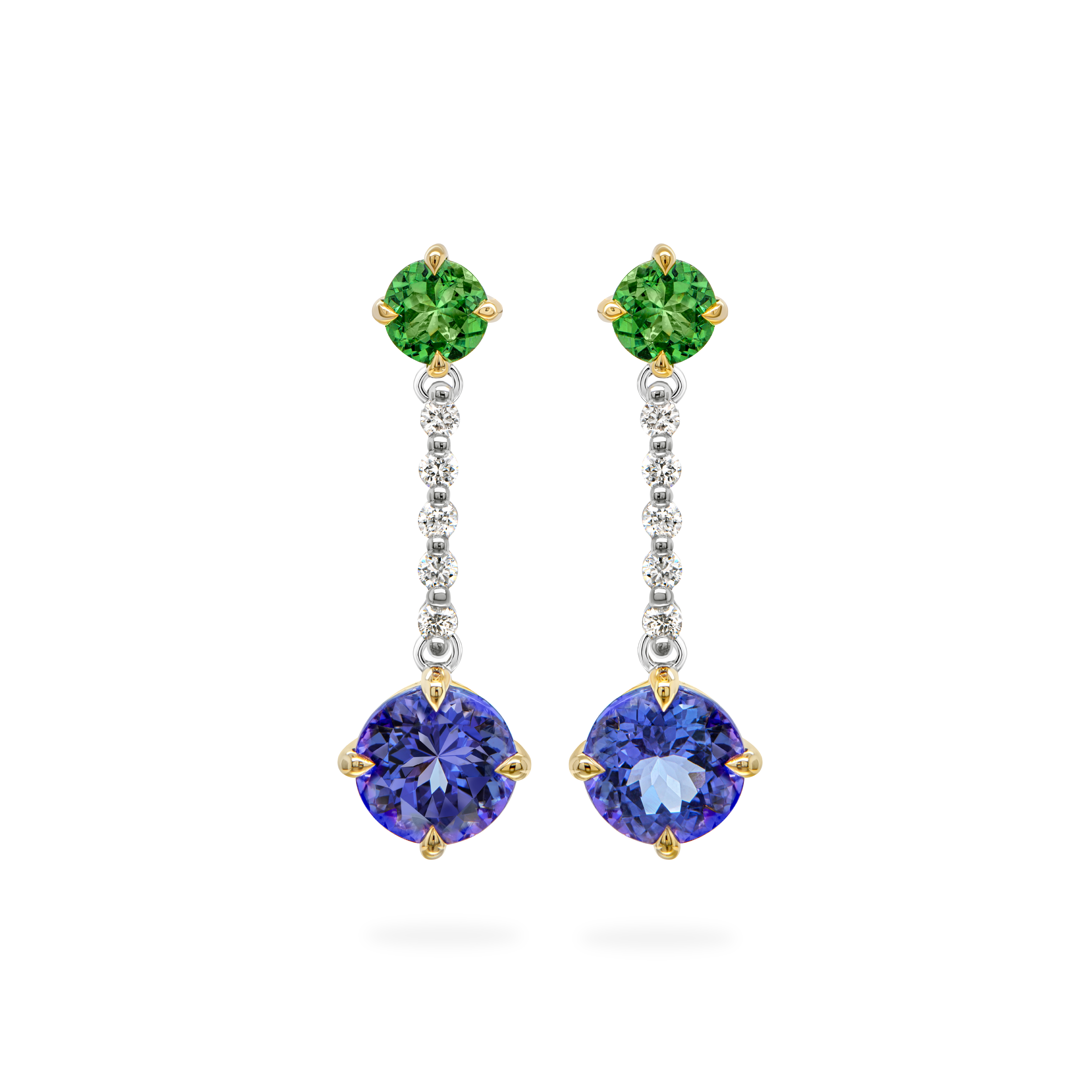 Tanzanite & Tsavorite Drop Earrings