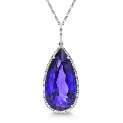 Tanzanite Pear Halo Pendant