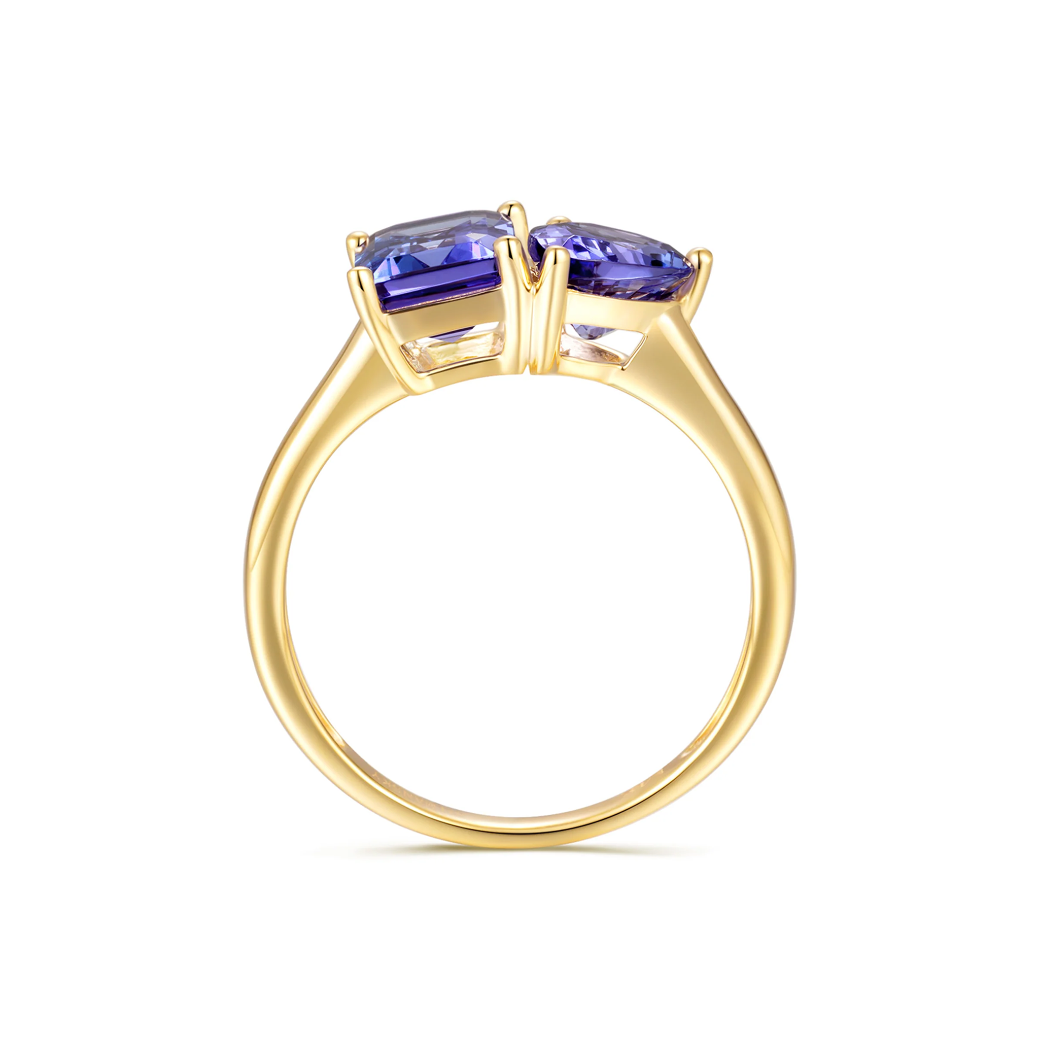 Shimansky 2.8ct Toi et Moi Mixed Cut Tanzanite Ring in 14K Yellow Gold - Side View