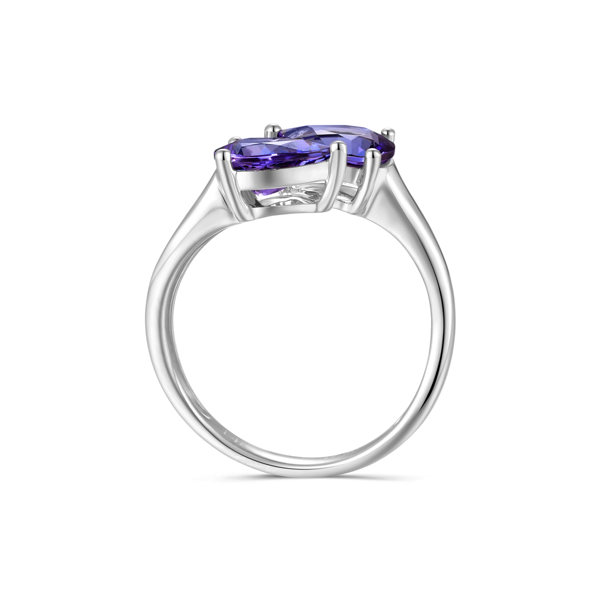 Shimansky 2.1ct Toi et Moi Tanzanite Ring in 14K White Gold - Side View #Metal_White Gold