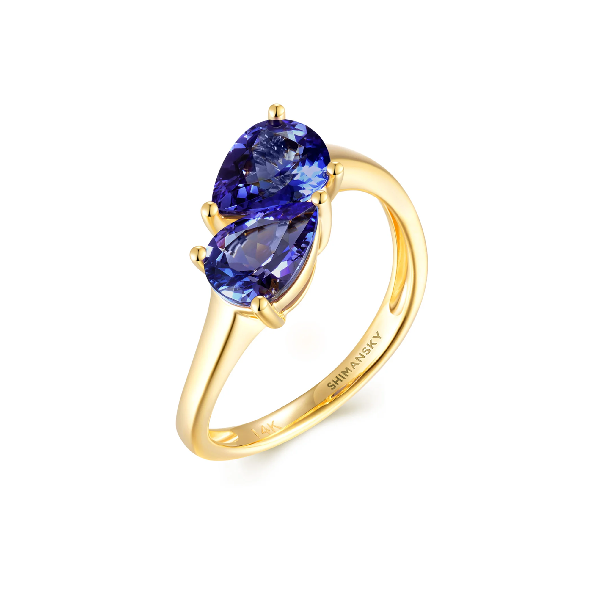 Shimansky 2 TCW Toi et Moi Tanzanite Ring 14K Yellow Gold #Metal_Yellow Gold