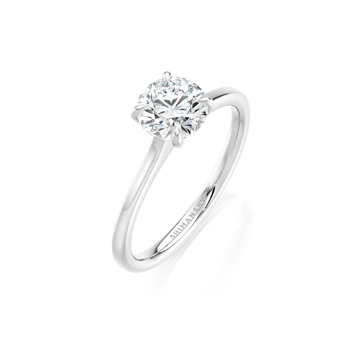 Shimansky Victoria Solitaire Diamond Engagement Ring Platinum - 3D View #Metal_Platinum #Carat Weight_1 #card-first