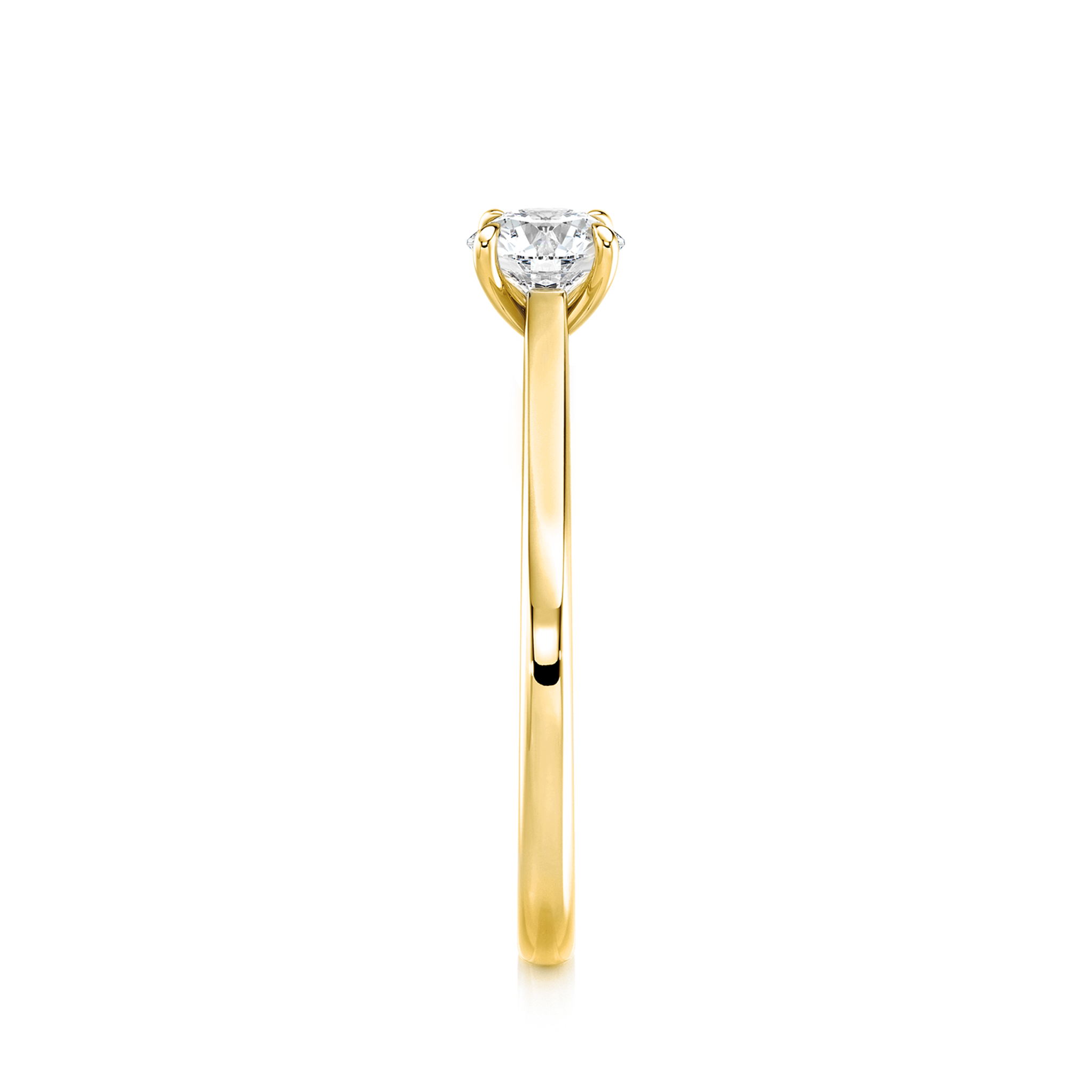 Shimansky 0.3ct Raised Victoria Solitaire Diamond Ring in 18K Yellow Gold Profile View