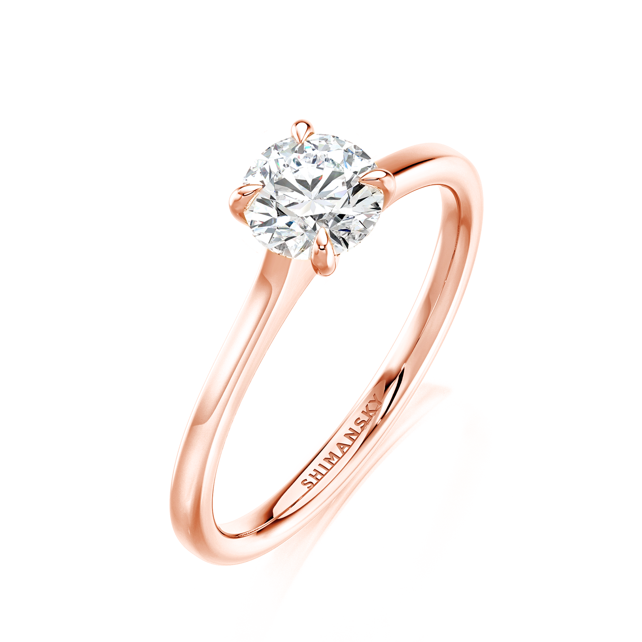 Shimansky 0.7ct Raised Victoria Solitaire Diamond Ring in 18K Rose Gold 3D View