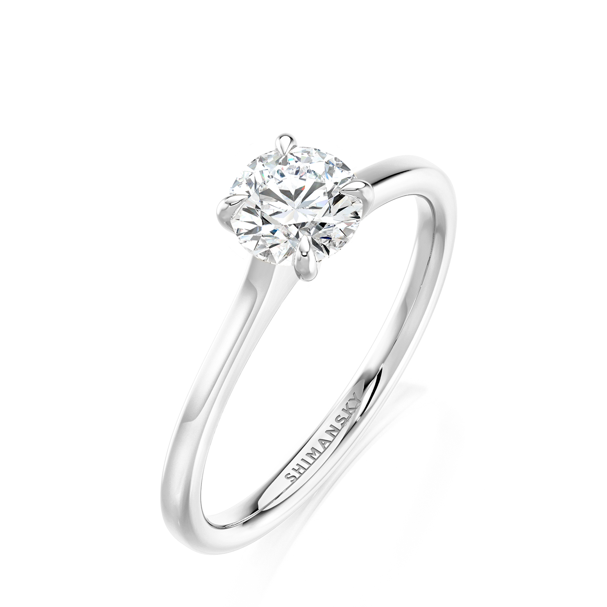 Shimansky 0.7ct Victoria Solitaire Diamond Engagement Ring in 18K White Gold 3D View