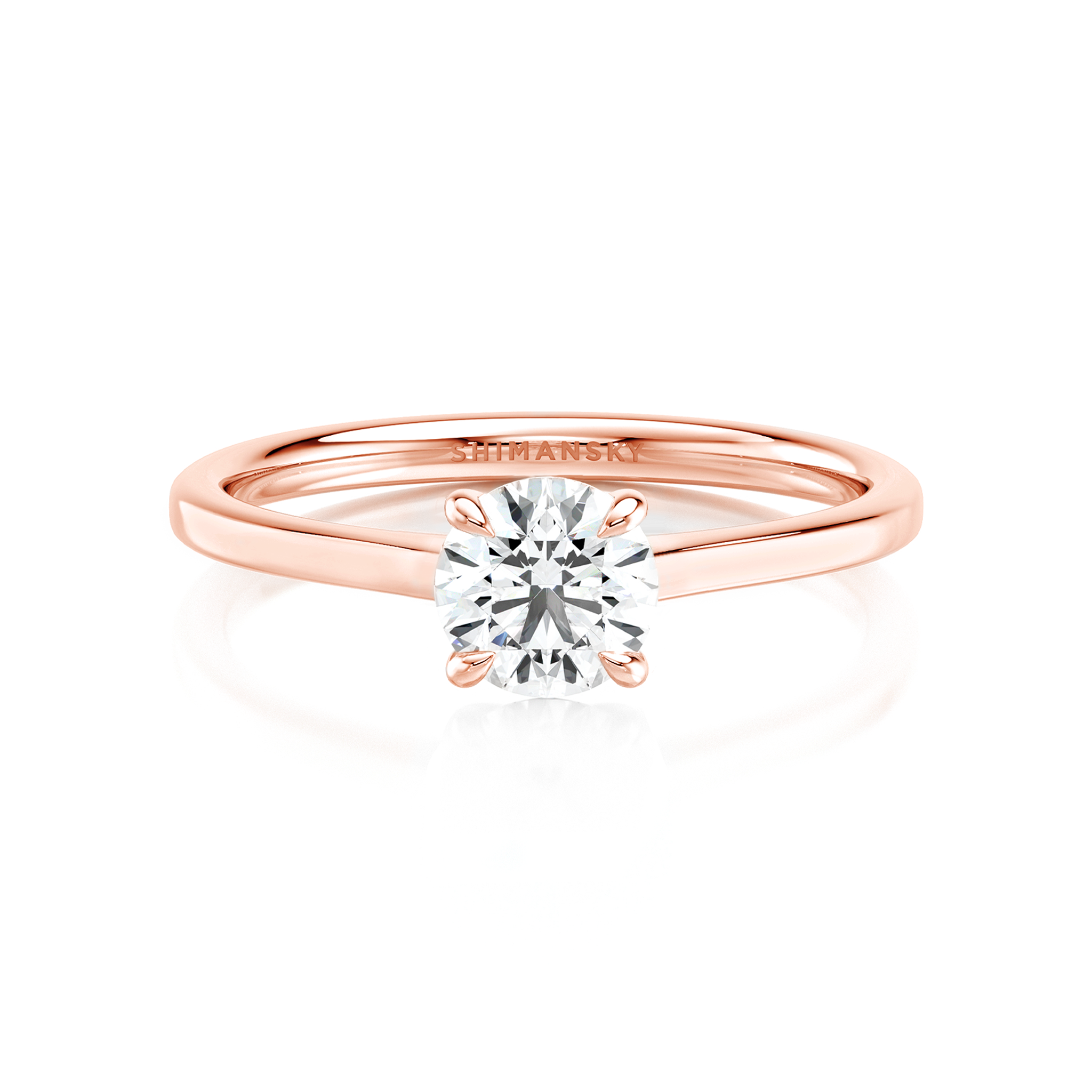 Shimansky 0.7ct Raised Victoria Solitaire Diamond Ring in 18K Rose Gold Front View