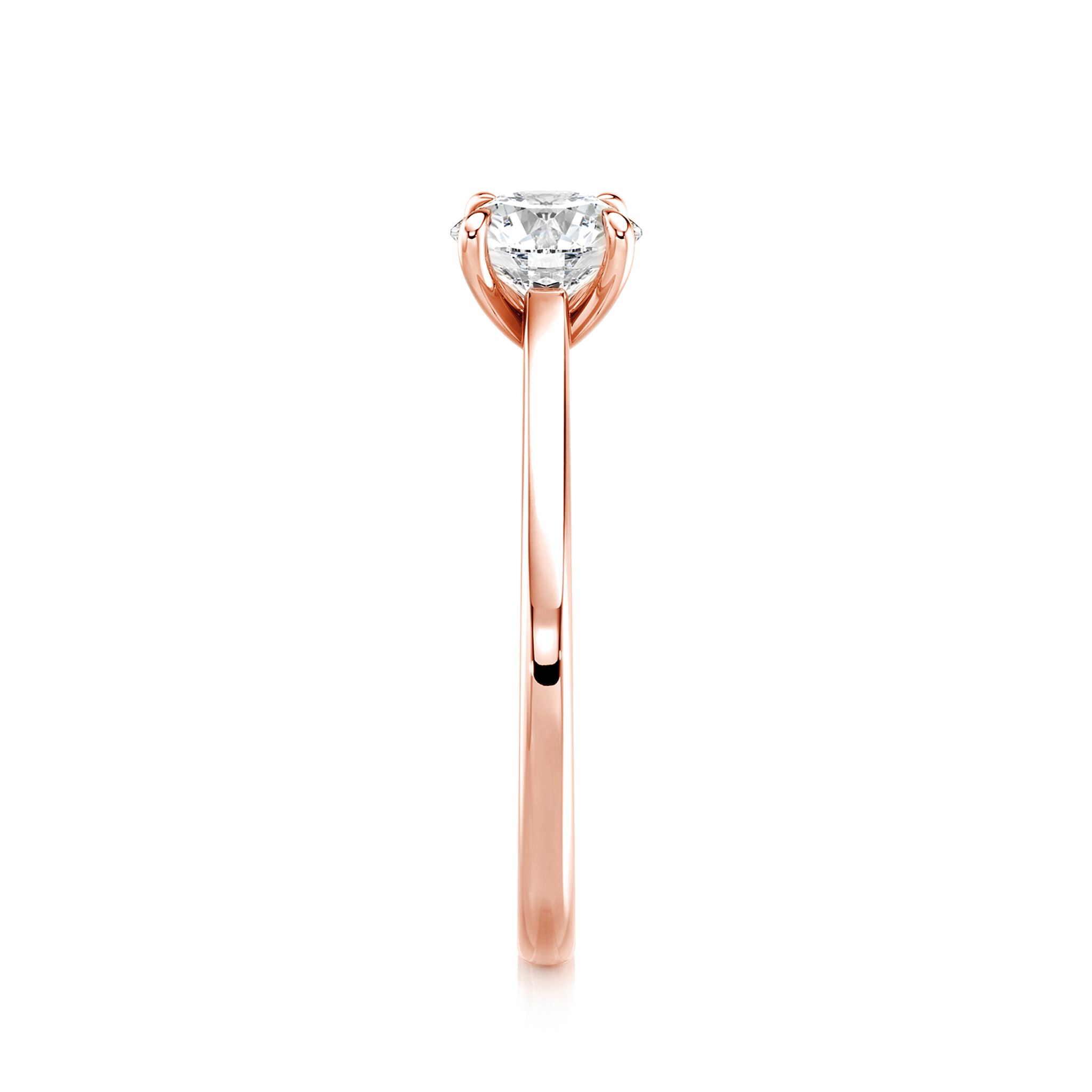 Shimansky 0.7ct Raised Victoria Solitaire Diamond Ring in 18K Rose Gold Profile View
