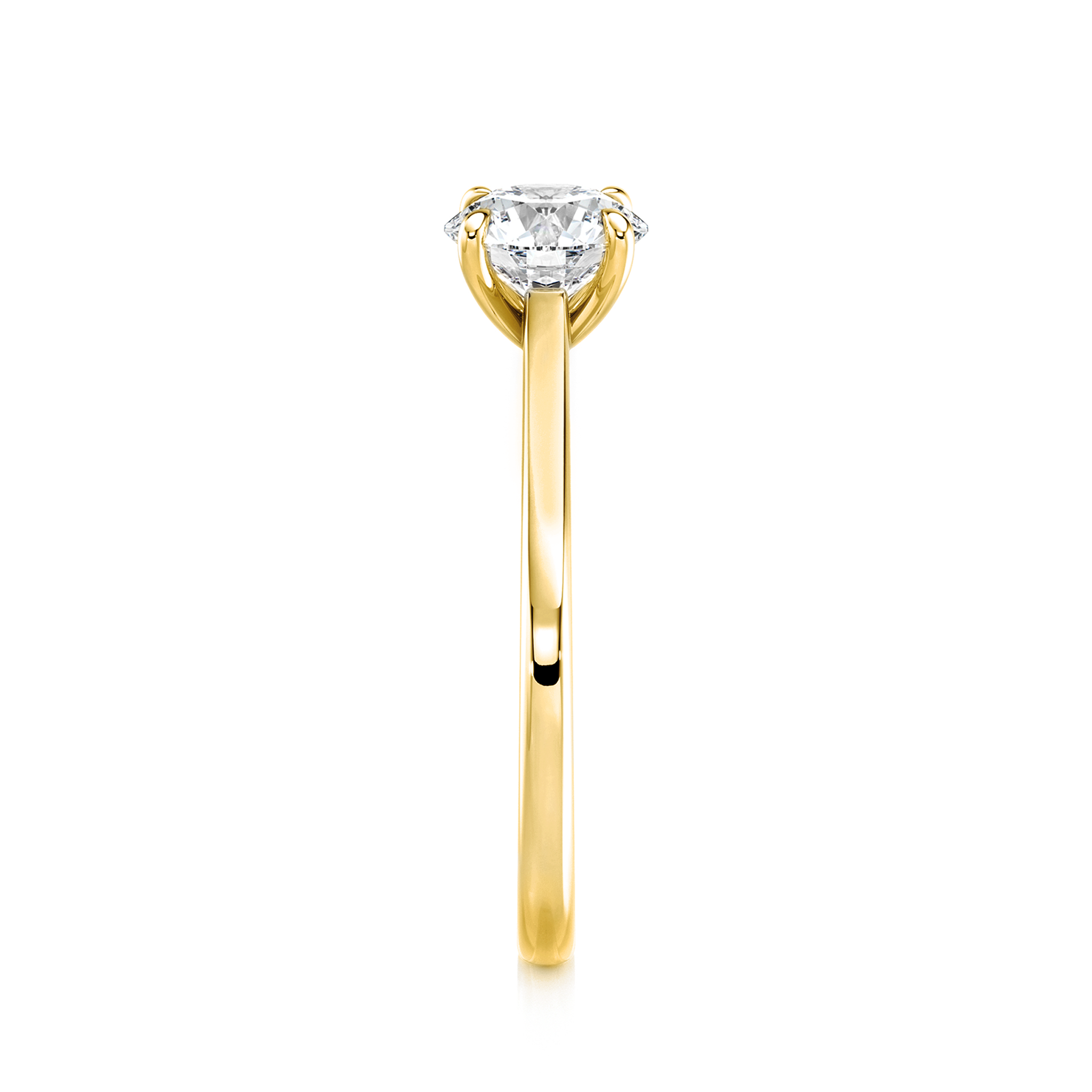 Shimansky 1ct Raised Victoria Solitaire Diamond Ring in 18K Yellow Gold Profile View