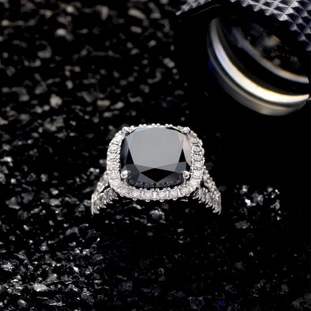 Exquisite black diamond engagement ring by Shimansky, featuring a stunning diamond setting that radiates elegance.