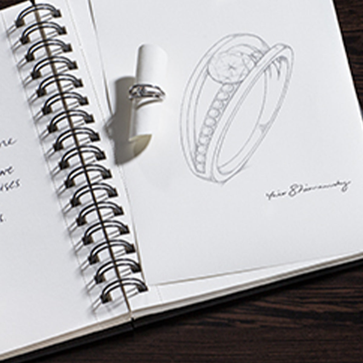 CEO Yair Shimansky Pencil Drawing of the Evolym Diamond Engagement Ring