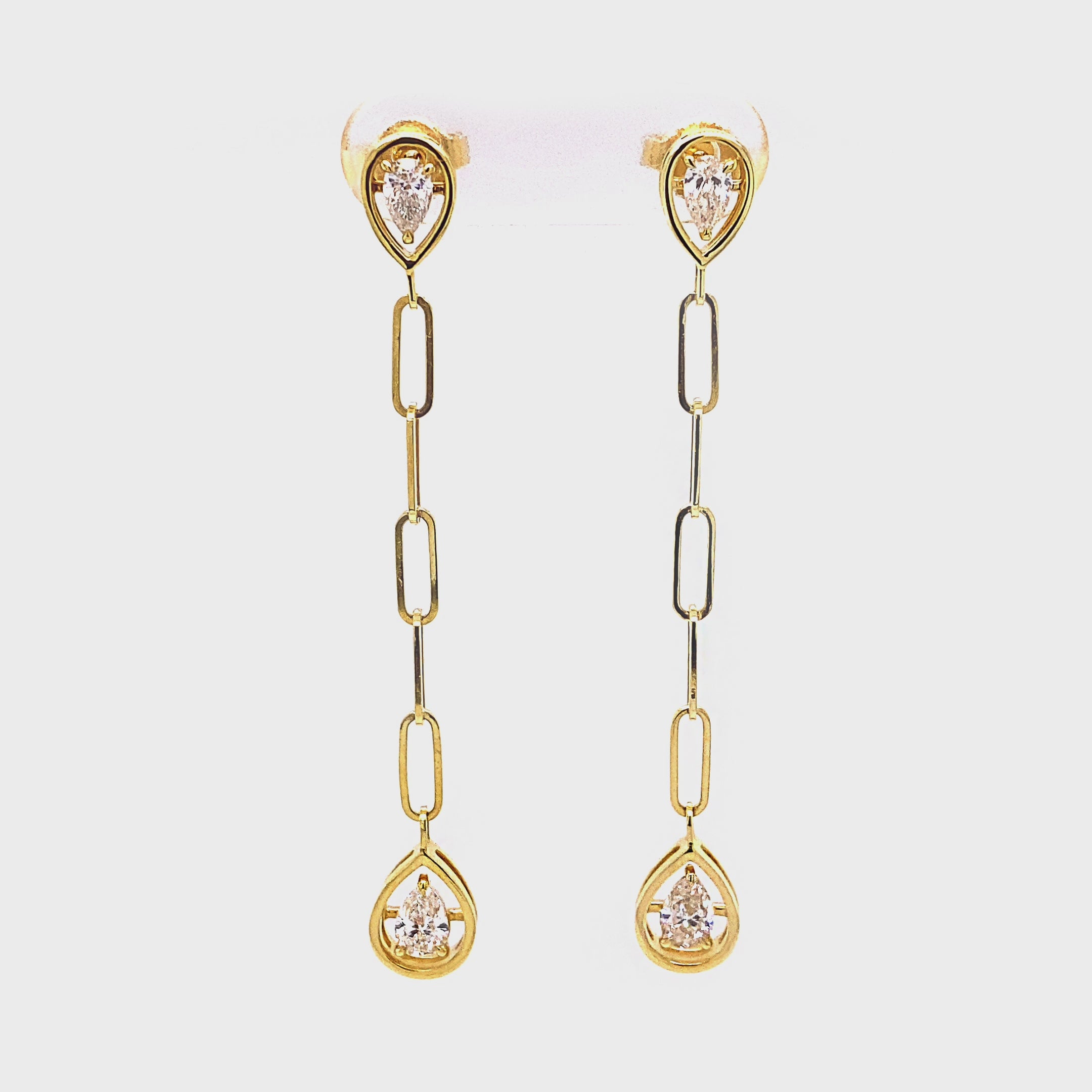 Shimansky - Saturn Pear Diamond Drop Earrings 0.70ct crafted in 14K Yellow Gold Product Video