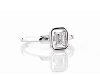 Shimansky 0.3ct Saturn Emerald Diamond Solitaire Ring in 14K White Gold 360 video