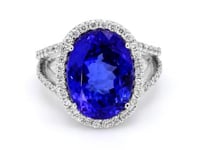 Shimansky 9 Carat Tanzanite and Diamond Halo Ring in 18K White Gold 360 Video