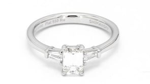 Shimansky Emerald-Cut Diamond Dahlia Engagement Ring Platinum