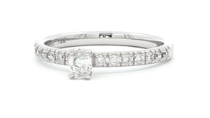 Shimansky 0.15ct Oval Microset Diamond Ring in 18K White Gold 360 VIdeo