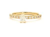 Shimansky 0.4 TCW Pear Microset Diamond Ring in 14K Yellow Gold 360 Video