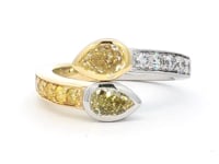 Shimansky Pear Fancy Yellow Overlap Ring 18K White & Yellow Gold 360 Video