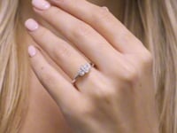 Shimansky 0.5 TCW Oval Diamond Trilogy Ring 18K White Gold Lifestyle Video