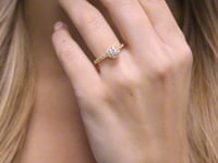 Shimansky 0.5ct Round Diamond Microset Halo Engagement Ring 18K Yellow Gold - Lifestyle Video #Metal_Yellow Gold #Carat Weight_0.5