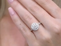 Shimansky Round Diamond Microset Halo Engagement Ring Platinum - Lifestyle Video #Metal_Platinum #Carat Weight_2