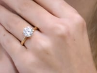 Shimansky Victoria Solitaire Diamond Engagement Ring 18K Yellow Gold - Lifestyle Video #Metal_Yellow Gold #Carat Weight_2