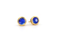 Shimansky 2.1 TCW Round Tanzanite Bezel Stud Earrings 14K Yellow Gold 360 Video #Metal_Yellow Gold
