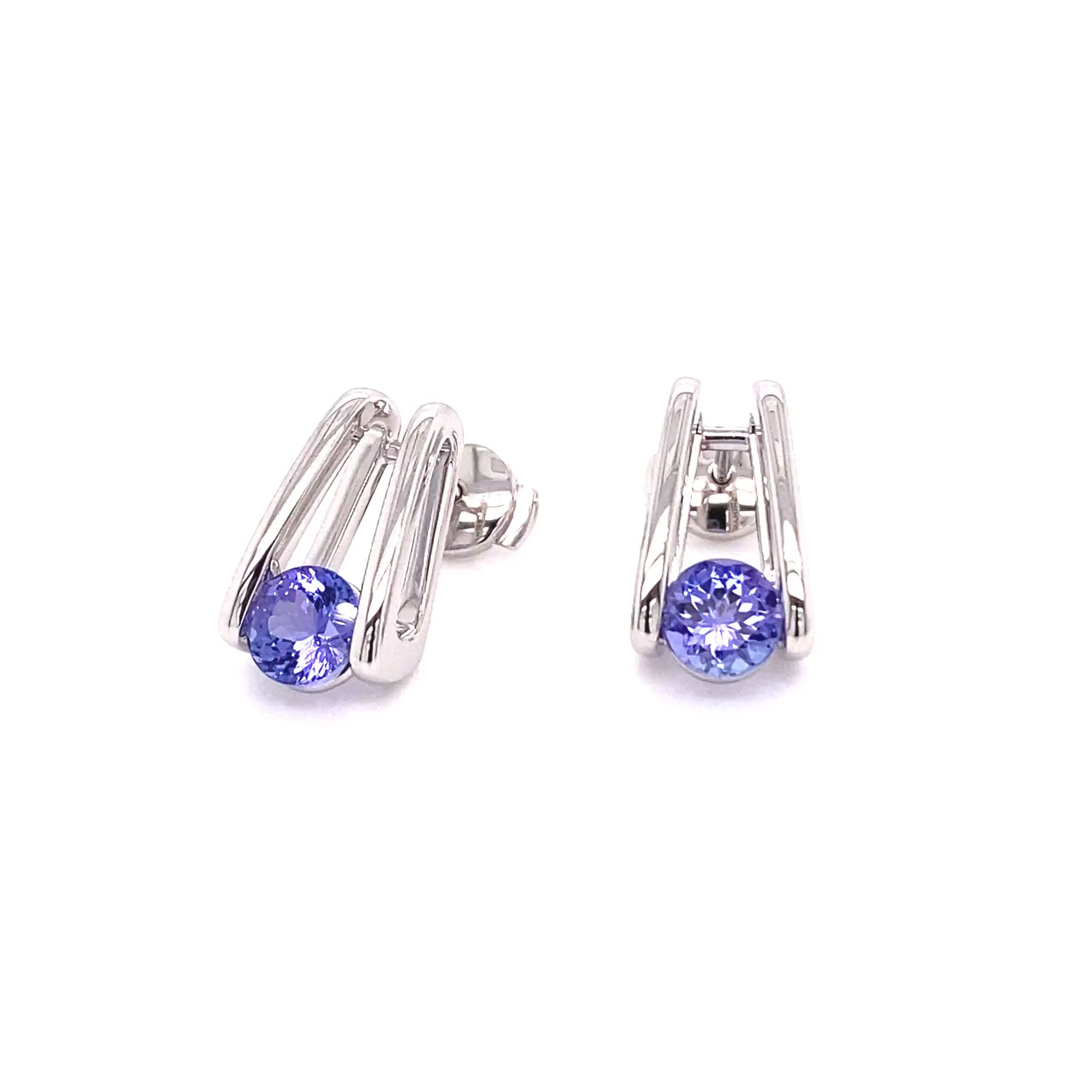 Millennium Classic Tanzanite Stud Earrings 1.10 Carat in 14K White Gold Video