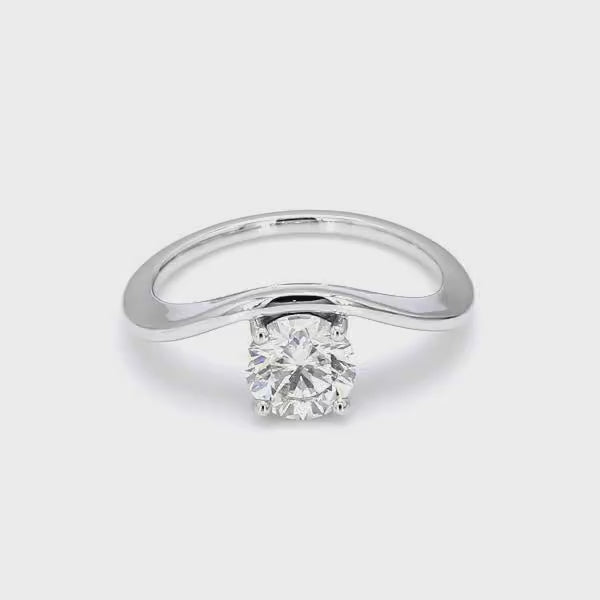 Shimansky 1.1ct Round Diamond Silhouette Engagement Ring Crafted in 18K White Gold 360 Video