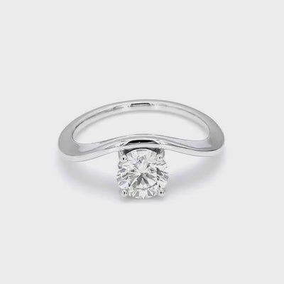 Shimansky 1.1ct Round Diamond Silhouette Engagement Ring Crafted in 18K White Gold 360 Video