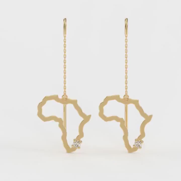 My Africa Dangling Diamond Drop Earrings in 14K Yellow Gold Video