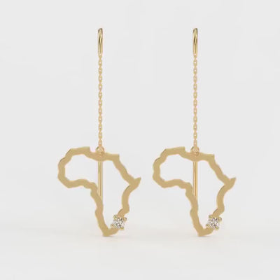 My Africa Dangling Diamond Drop Earrings in 14K Yellow Gold Video