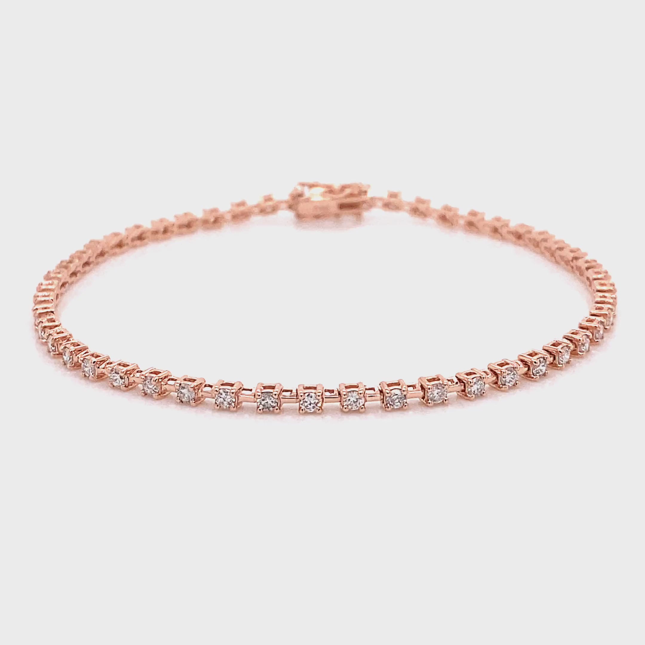 Shimansky 1 TCW Diamond Station Tennis Bracelet 14K Rose Gold
