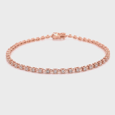 Shimansky 1 TCW Diamond Station Tennis Bracelet 14K Rose Gold