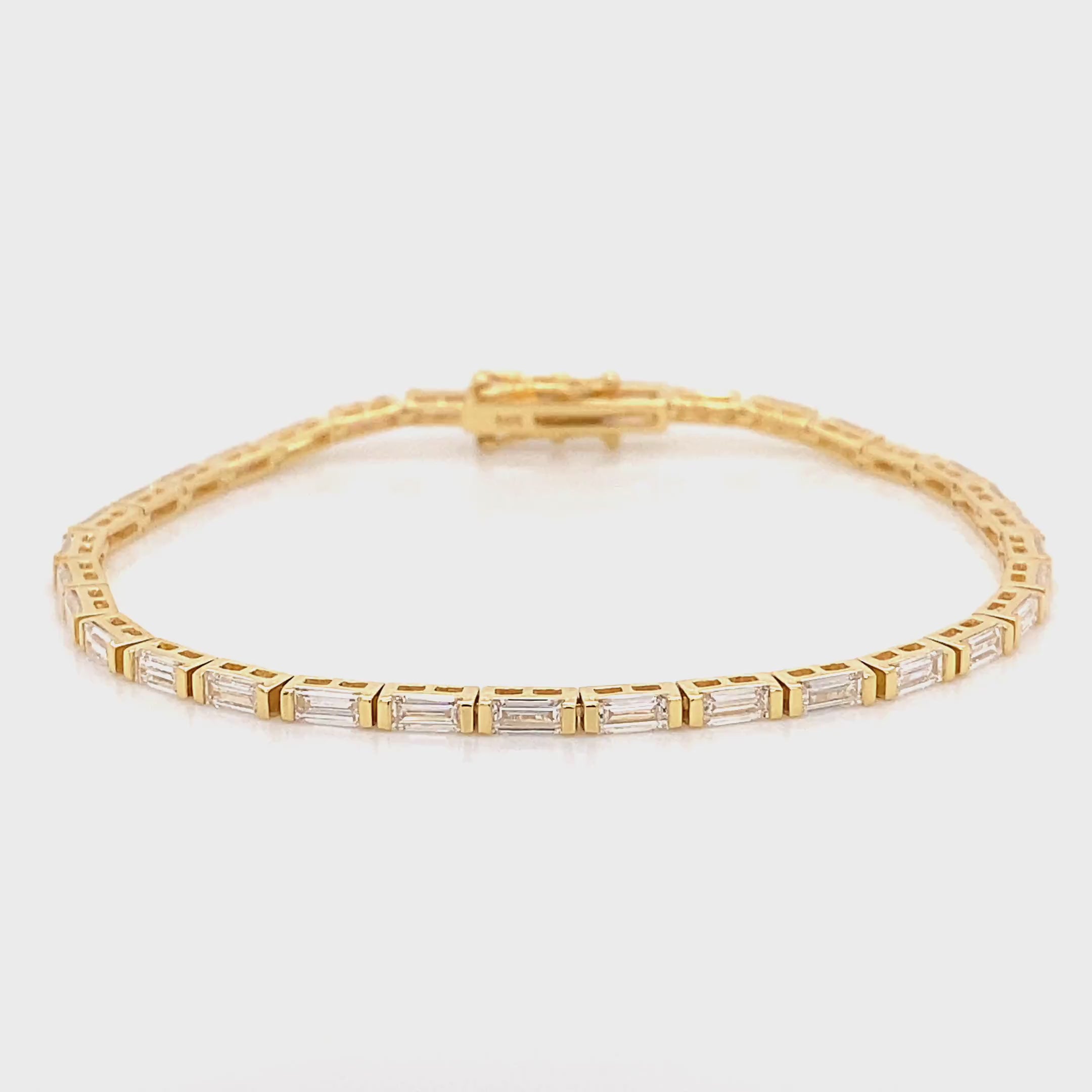 Shimansky Baguette Diamond Tennis Bracelet 3.60ct crafted in 14K Yellow Gold Video