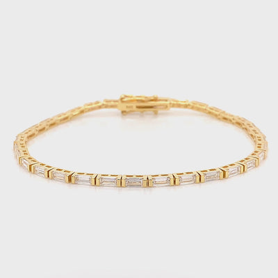 Shimansky Baguette Diamond Tennis Bracelet 3.60ct crafted in 14K Yellow Gold Video