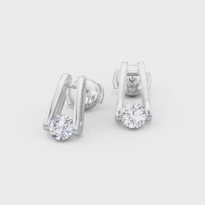 Millennium Classic Diamond Stud Earrings 0.60 Carat in 18K White Gold Video