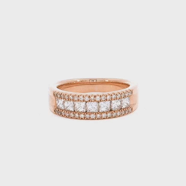 Shimansky 0.9 TCW My Girl Half Eternity Dress Ring in 14K Rose Gold 360 Product Video