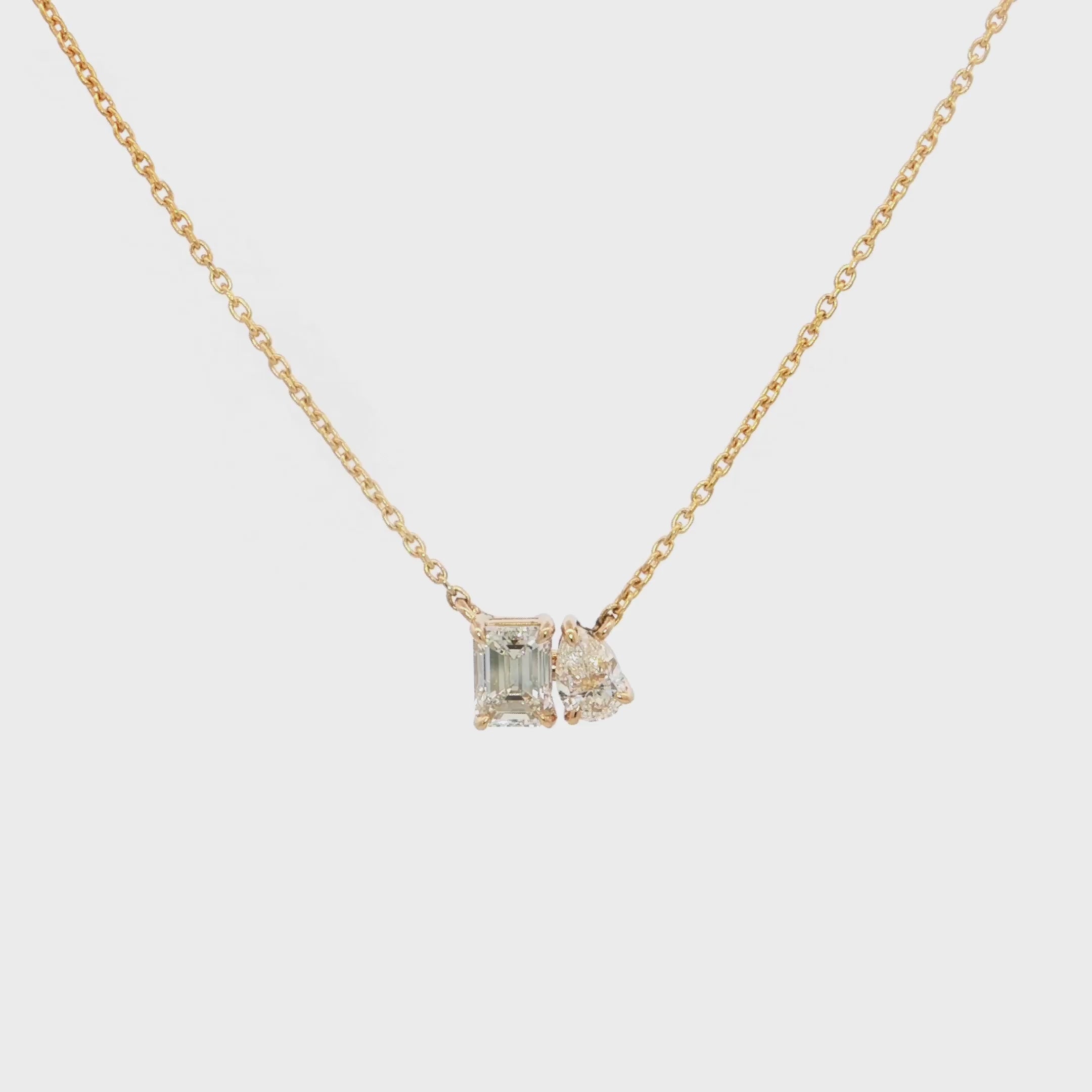 Shimansky 1 TCW Toi et Moi Diamond Necklace 14K Yellow Gold 360 Video