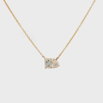 Shimansky 1 TCW Toi et Moi Diamond Necklace 14K Yellow Gold 360 Video