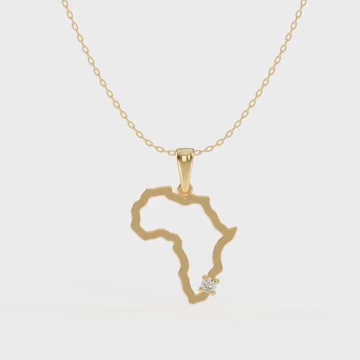 My Africa Small Diamond Pendant In 14K Yellow Gold Video