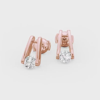 Millennium Classic Diamond Stud Earrings 0.50 Carat in 18K Rose Gold Video