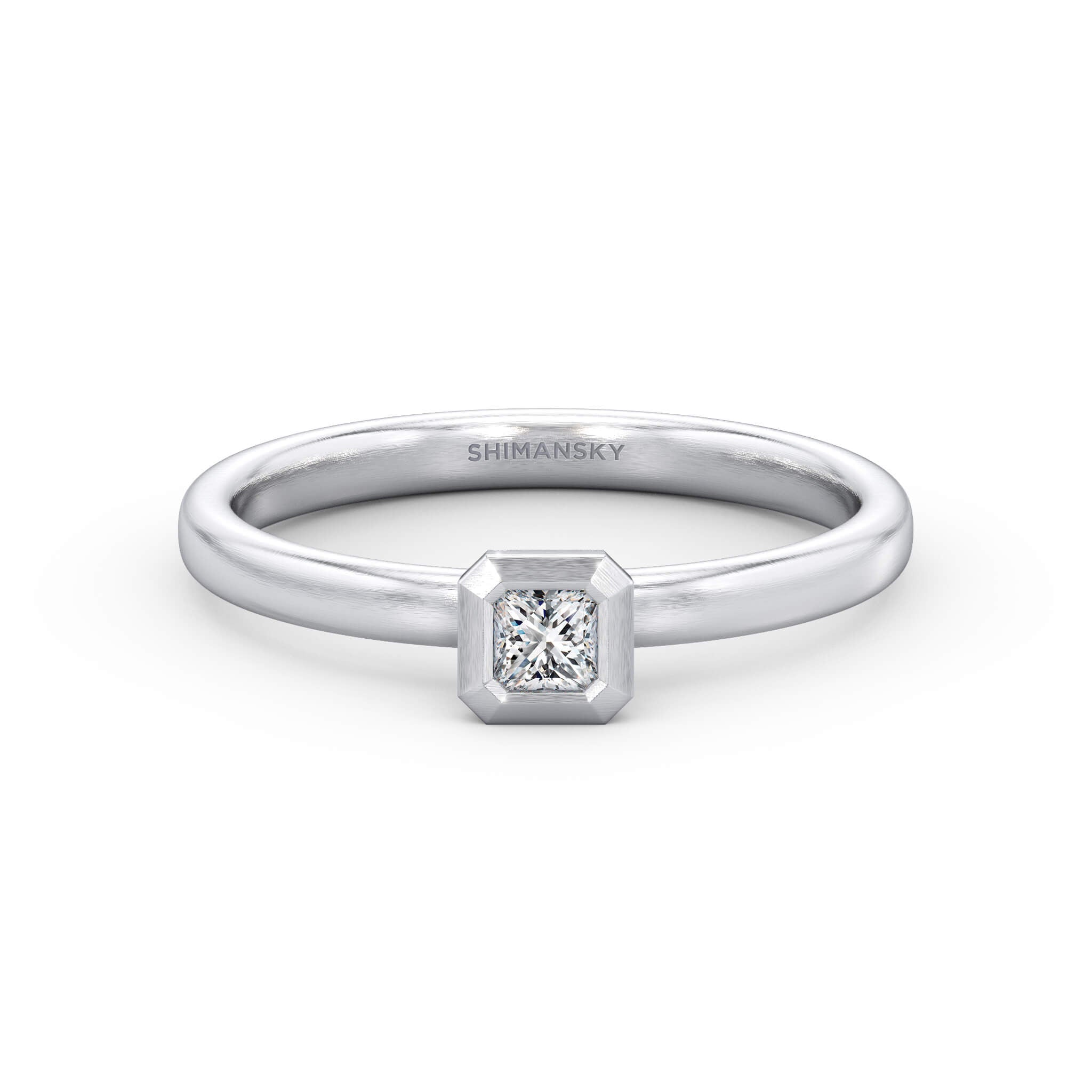 Shimansky - My Girl Diamond Tube Set Solitaire Ring 0.15ct Crafted in Brushed 18K White Gold