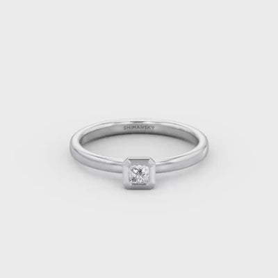 Shimansky - My Girl Diamond Tube Set Solitaire Ring 0.15ct Crafted in Brushed 18K White Gold Product Video