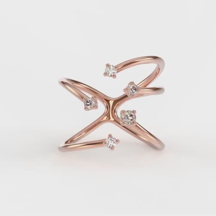 Shimansky - Southern Cross Small Diamond Ring Crafted in 14K Rose Gold Product Video